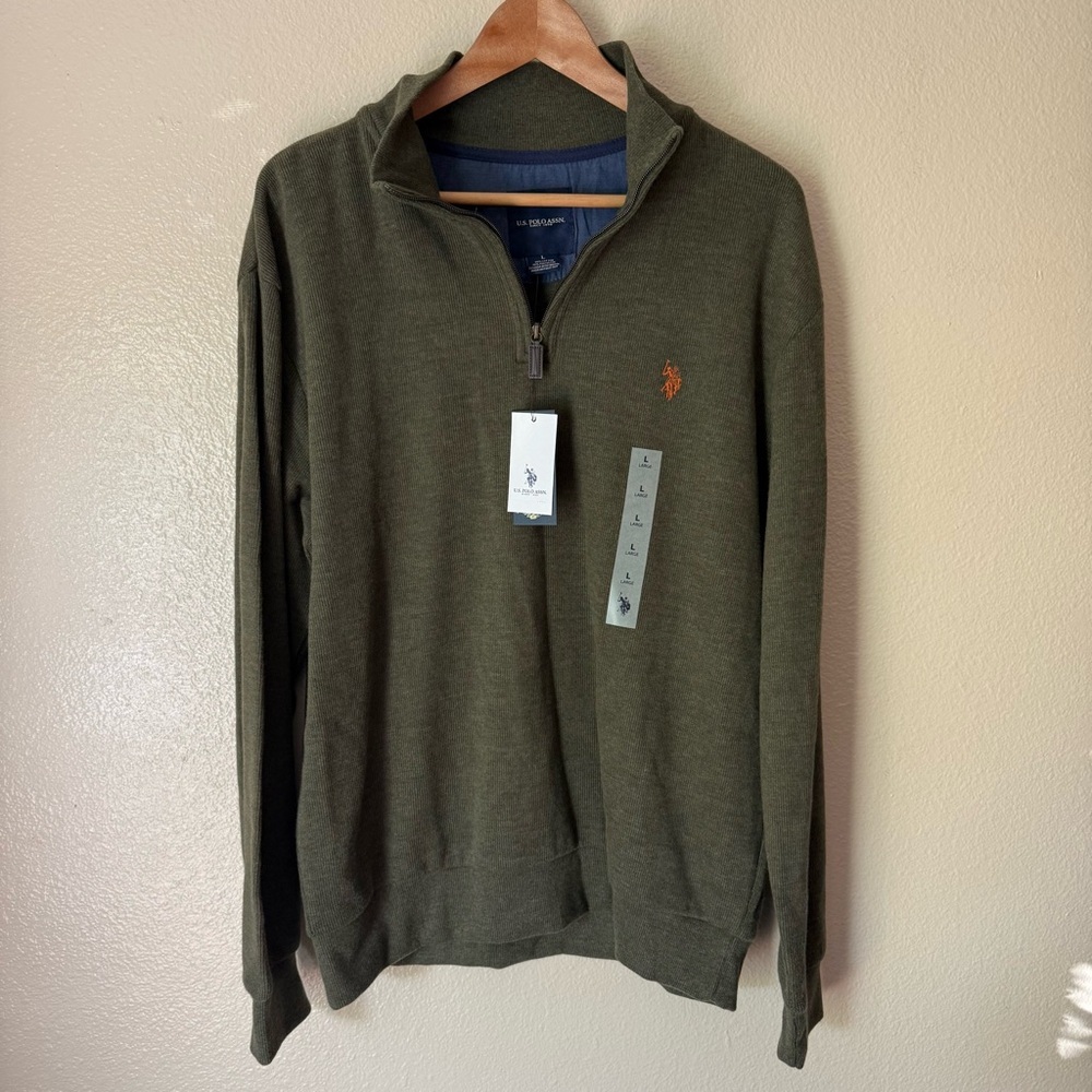 U.S. Polo Assn. Men's Green Zip-Up Sweater